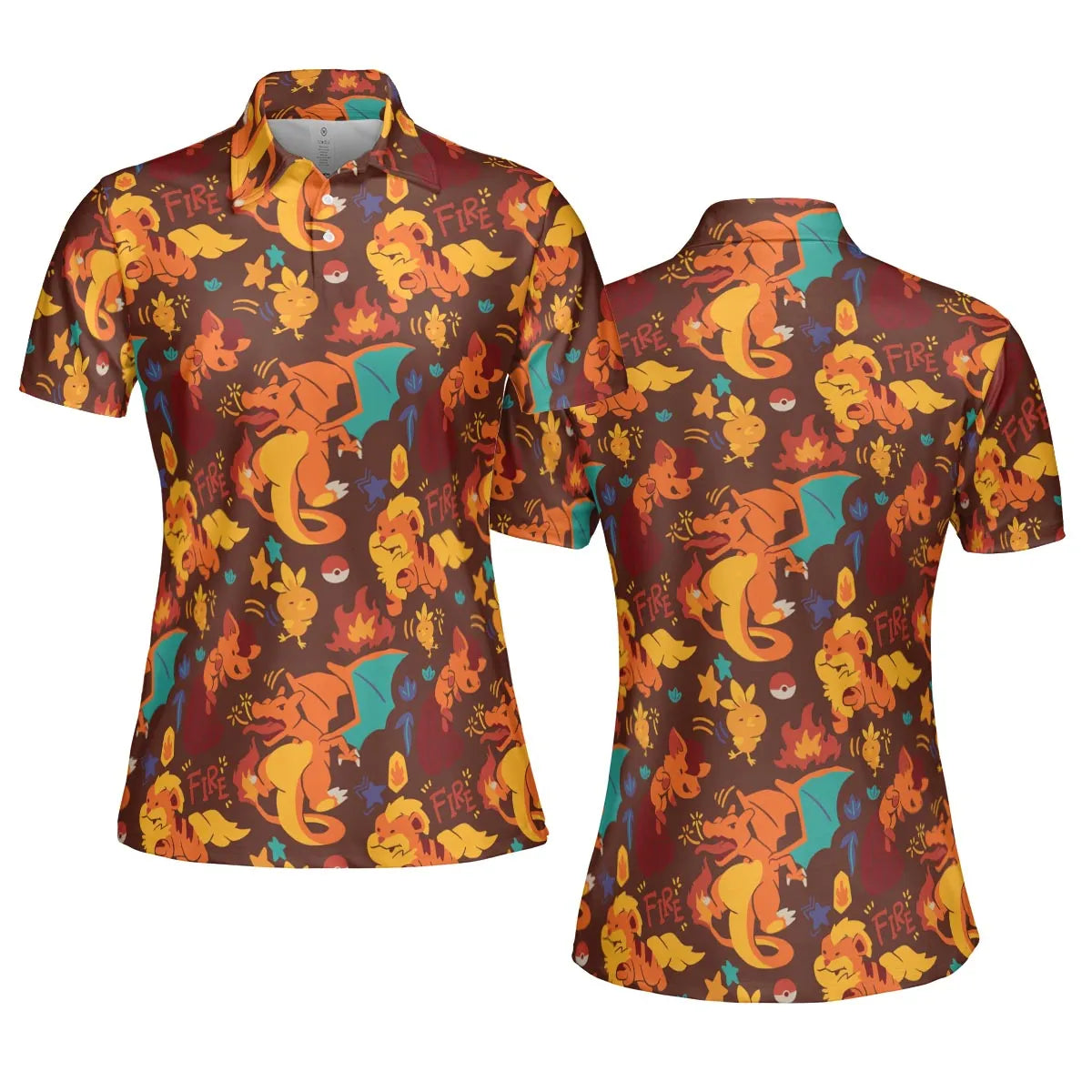 Charizard Arcanine Torchic Fire Pokemon AOP Men/Women Polo Shirt