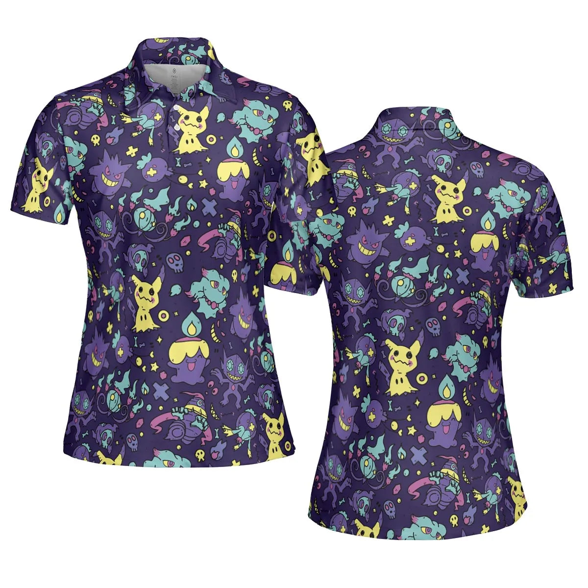 Gengar Ghost Pokemon Pattern AOP Men/Women Polo Shirt