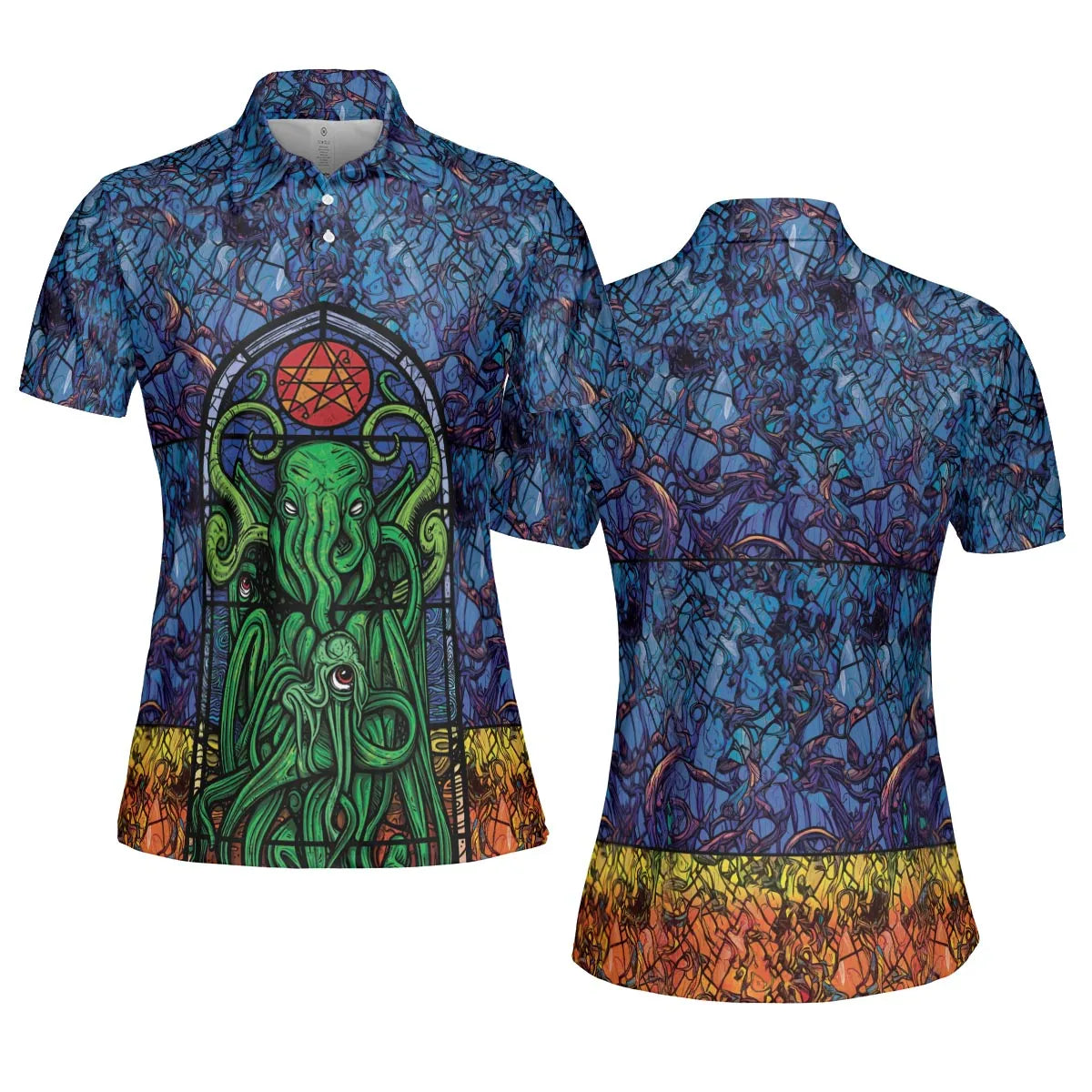 Stained Glass Cthulhu H.P Lovecraft AOP Men/Women Polo Shirt