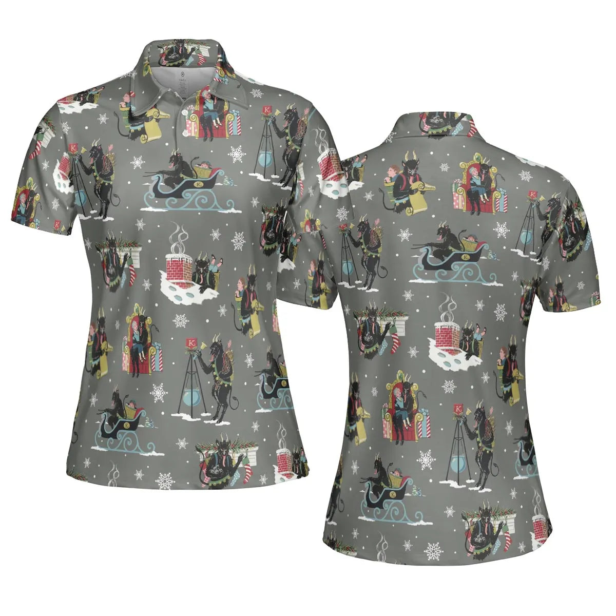 Unusual Christmas Krampus AOP Men/Women Polo Shirt