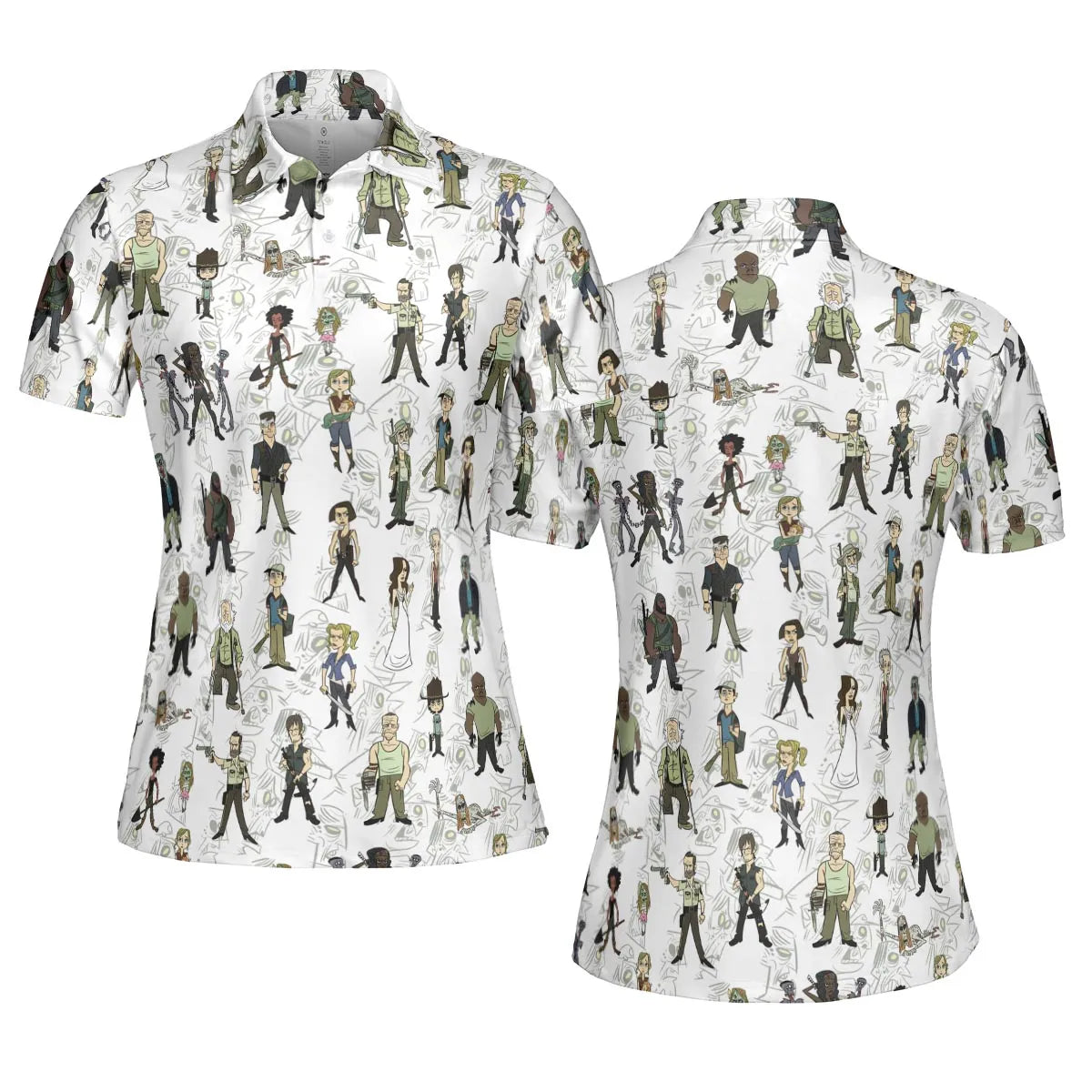 The Walking Dead Characters as Cartoons AOP Men/Women Polo Shirt