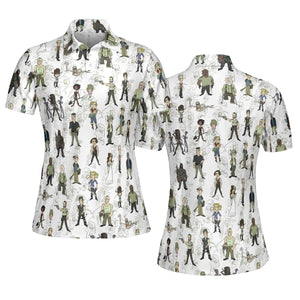 The Walking Dead Characters as Cartoons AOP Men/Women Polo Shirt