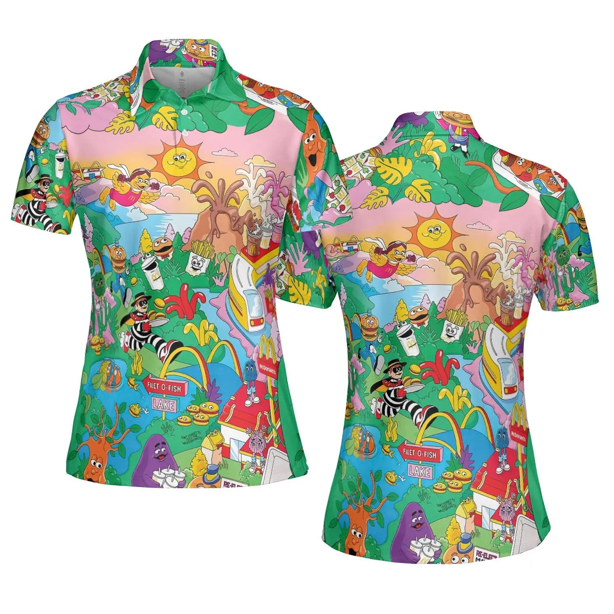 Foodland Mcdonaldland AOP Men/Women Polo Shirt
