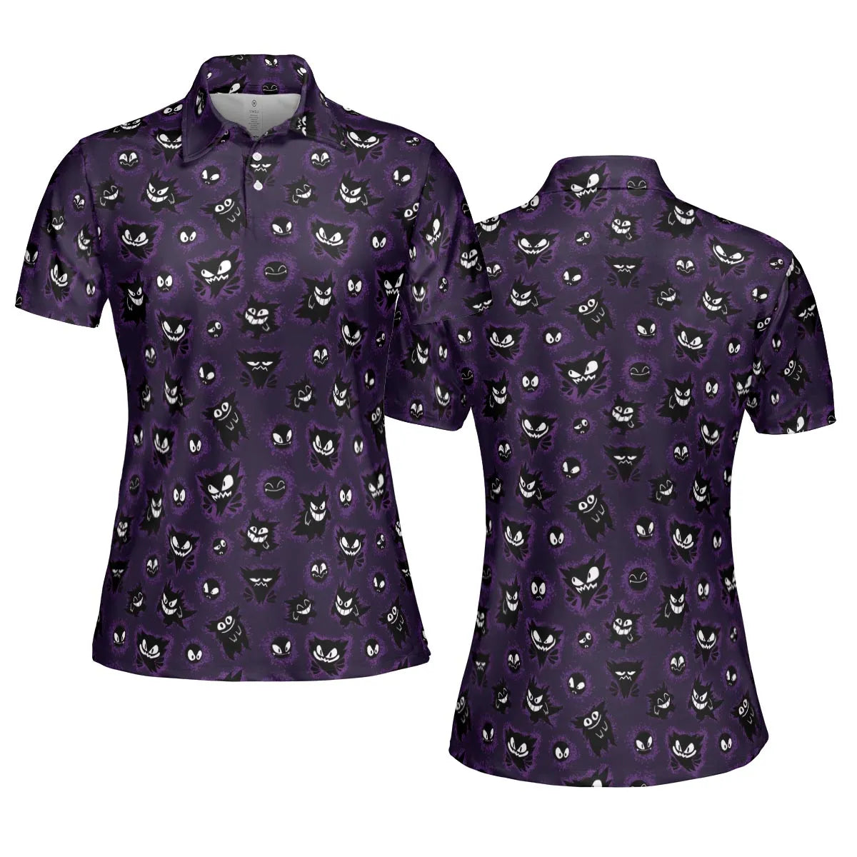 Gastly Haunter and Gengar Pokemon Pattern AOP Men/Women Polo Shirt