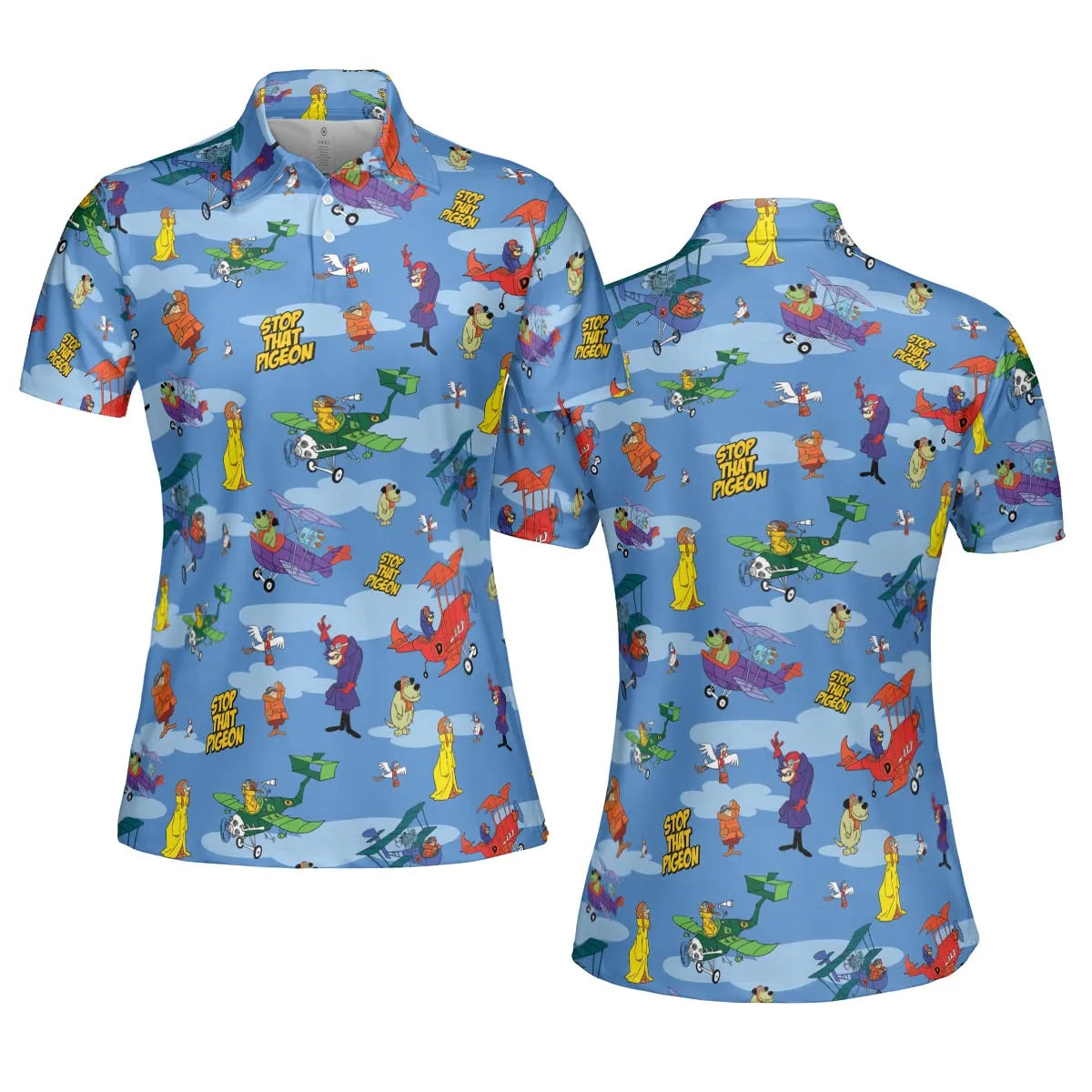 Stop That Pigeon Dastardly and Muttley in Their Flying Machines AOP Men/Women Polo Shirt
