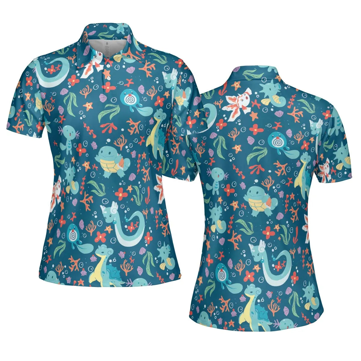 Water Pokemon Pattern AOP Men/Women Polo Shirt