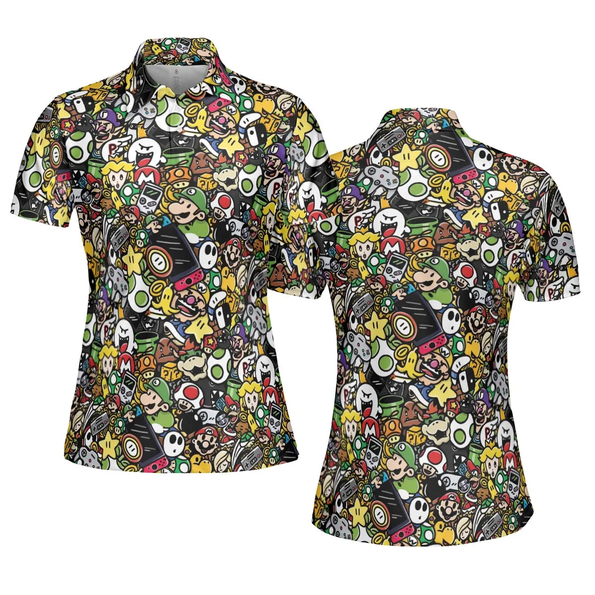 Super Mario Characters All In One Pattern AOP Men/Women Polo Shirt