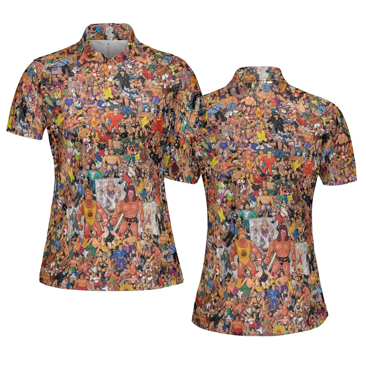 Wrestling Hulk Hogan and Buddies Figures AOP Men/Women Polo Shirt