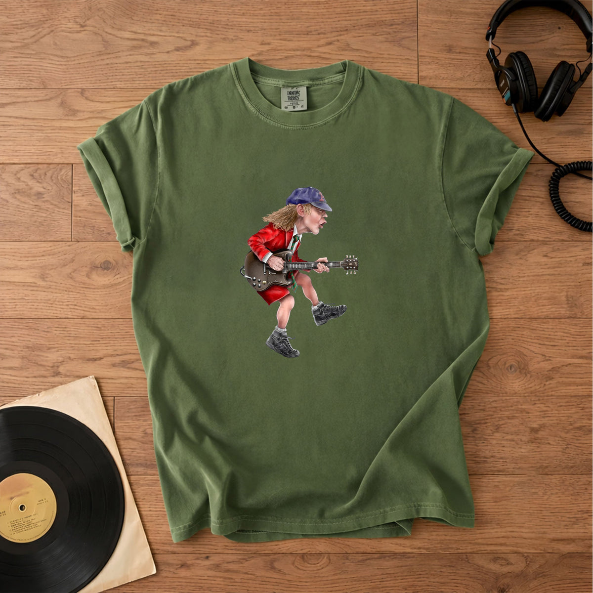 Angus Young Ripping On His Guitar Comfort Tee Classic Music Graphic Shirt