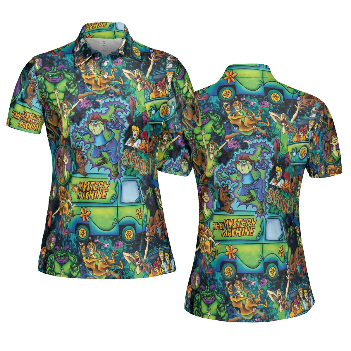 Monsters Mayhem and The Mystery Machine Scooby Doo AOP Men/Women Polo Shirt
