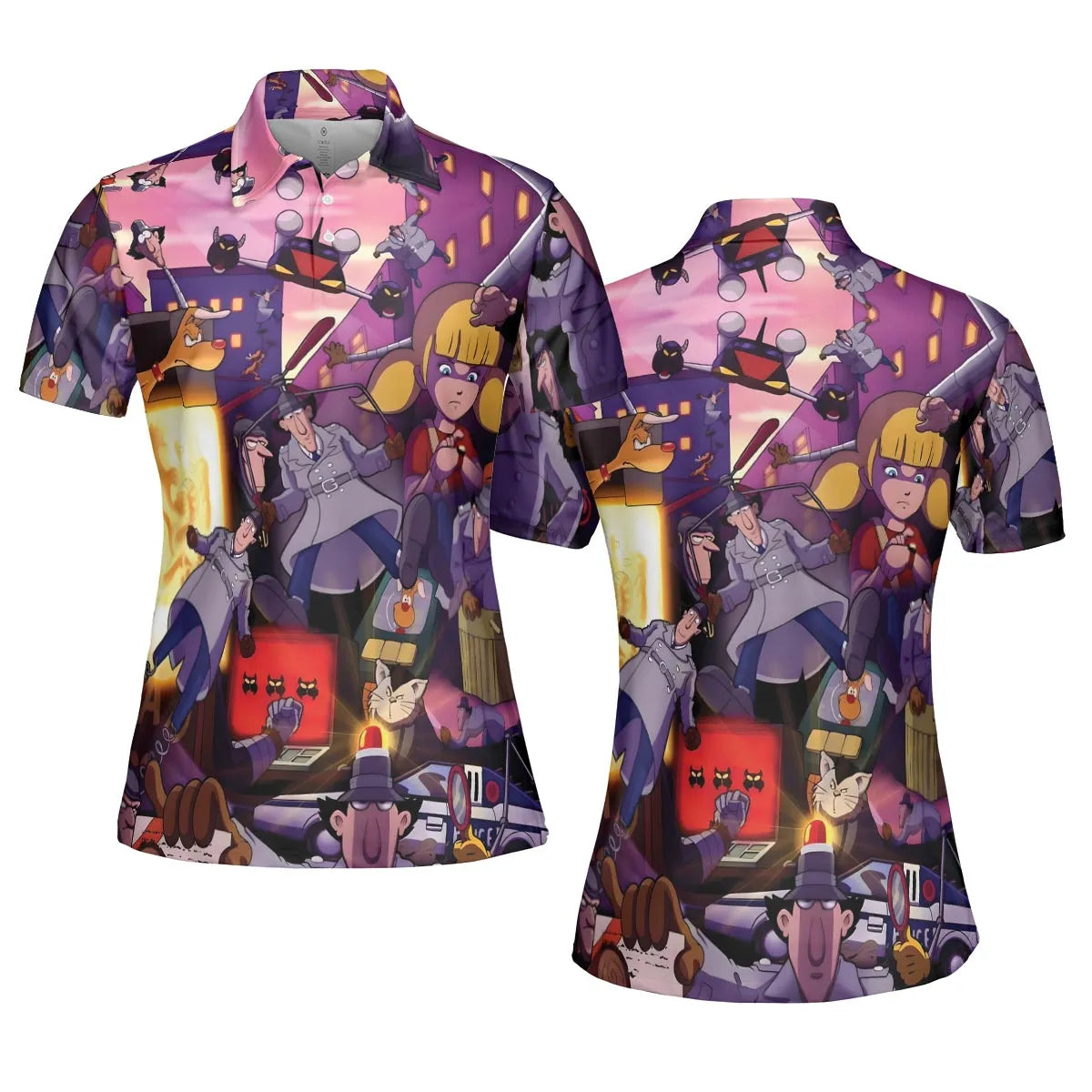80s Cartoon Inspector Gadget Collage AOP Men/Women Polo Shirt