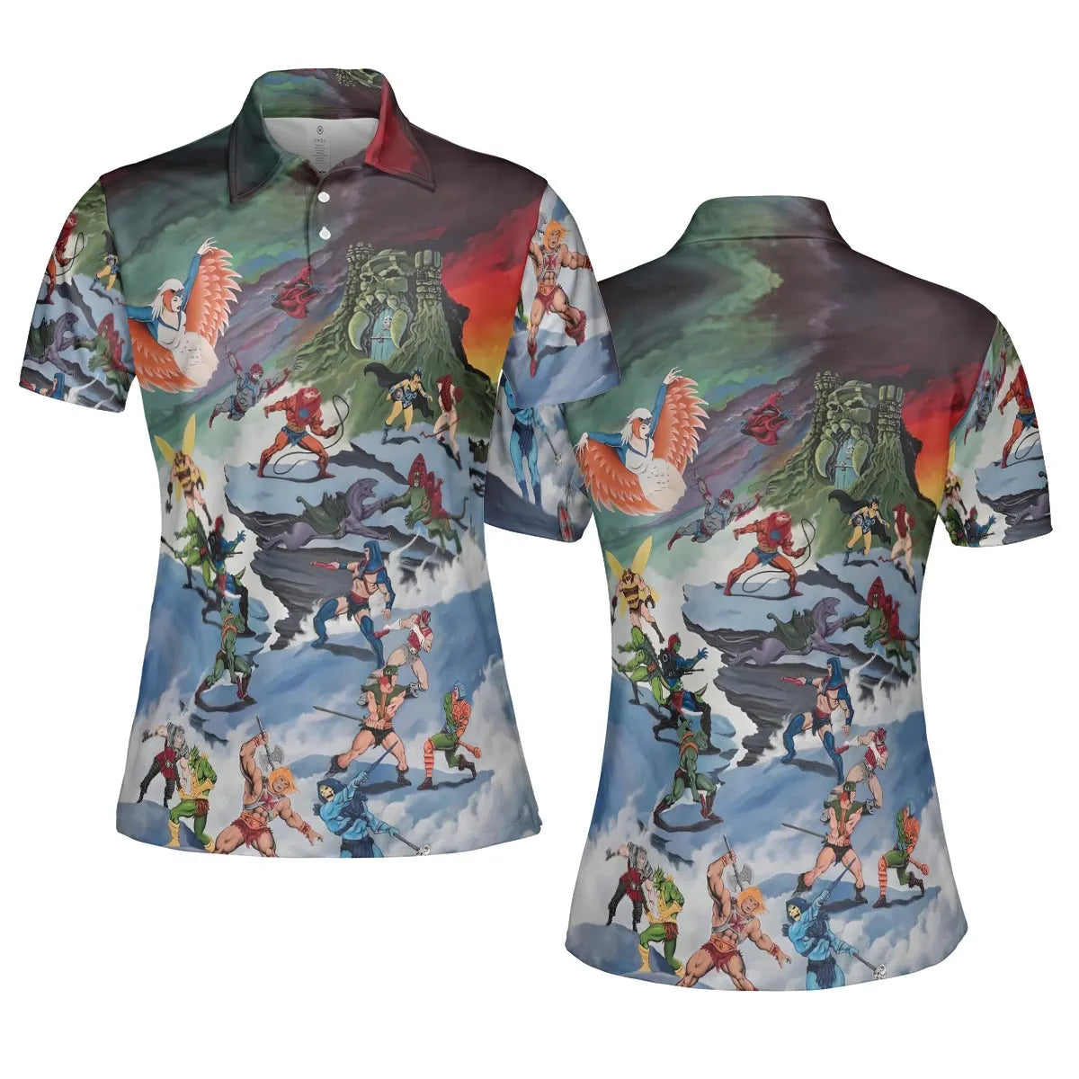 MOTU Castle Grayskull Battle AOP Men/Women Polo Shirt