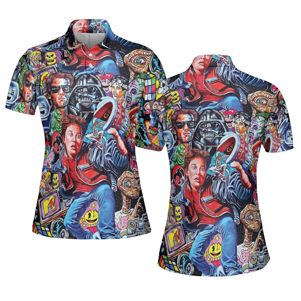 Back To The 80s Pop Culture 80s Movies Characters AOP Men/Women Polo Shirt