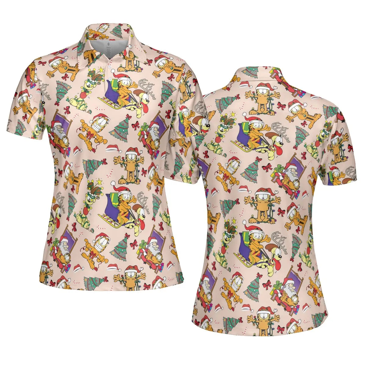 Garfield And Odie Christmas Sleigh AOP Men/Women Polo Shirt