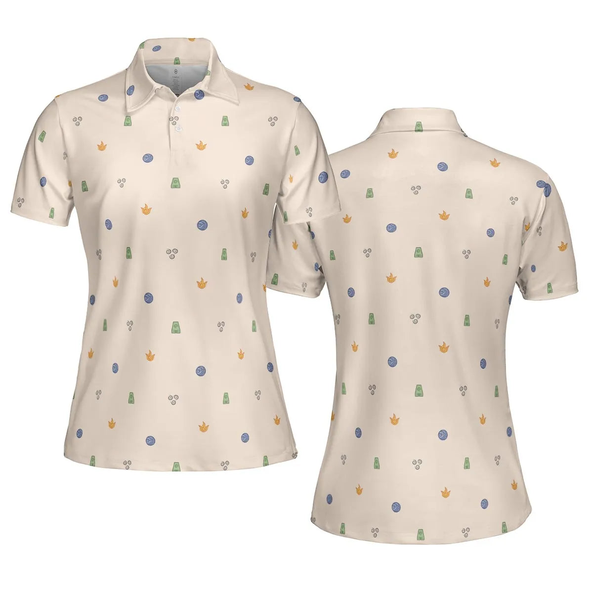Avatar The Last Airbender Four Elements Pattern AOP Men/Women Polo Shirt