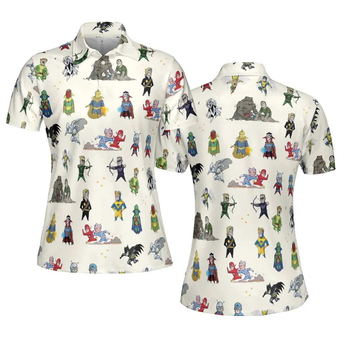 Chillin' and Battle Marvel vs DCU AOP Men/Women Polo Shirt