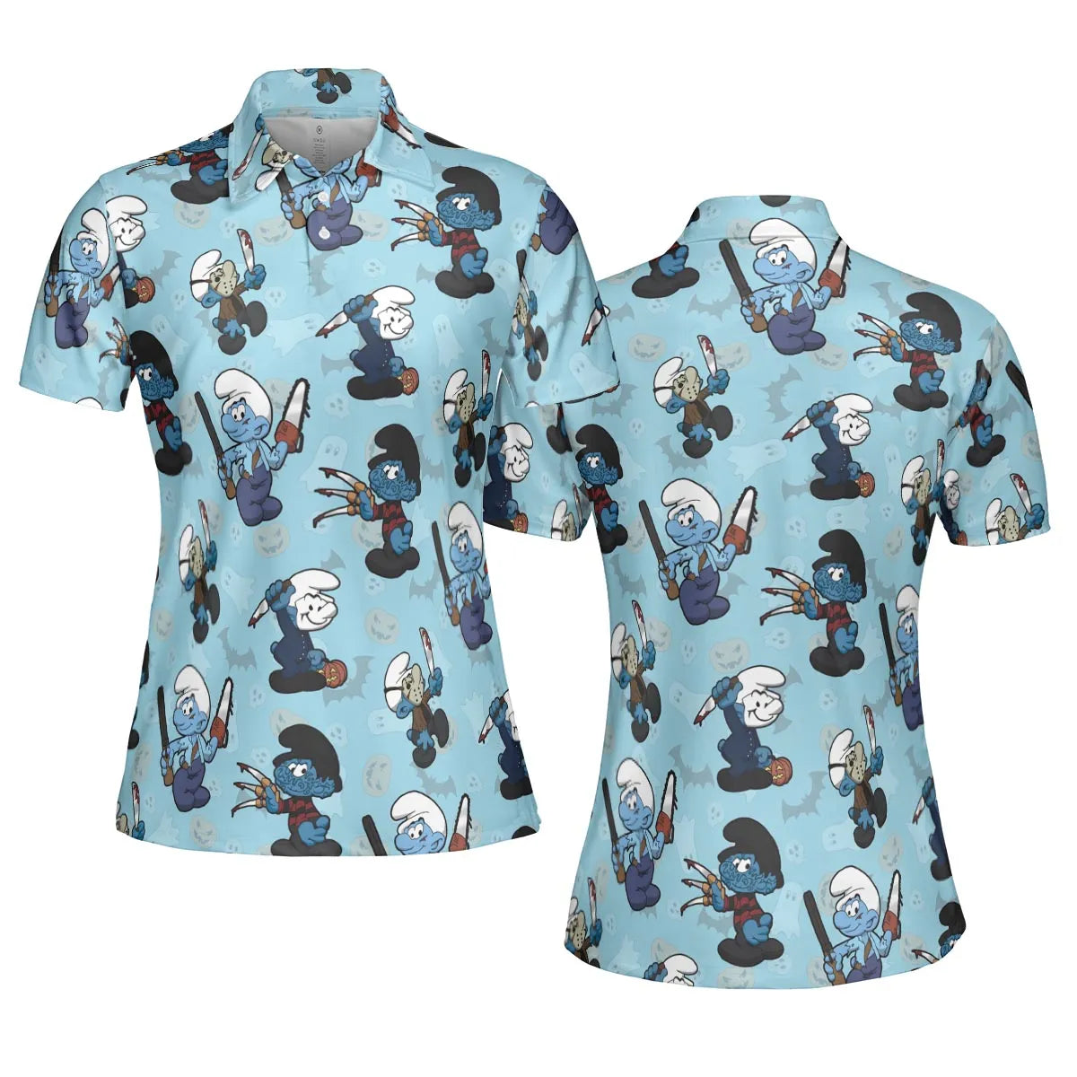 Horror Smurfs AOP Men/Women Polo Shirt