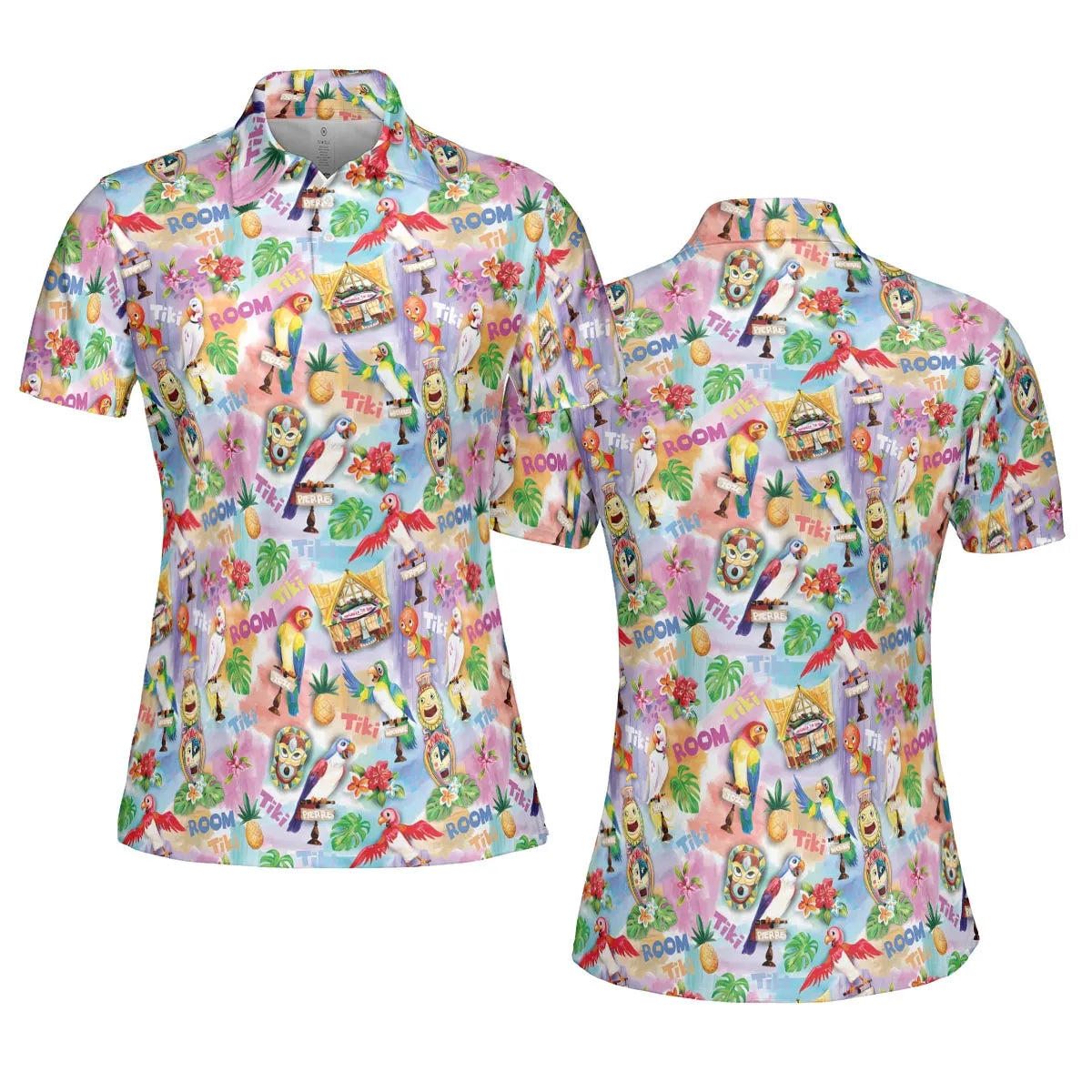 Tiki Room With Orange Bird AOP Men/Women Polo Shirt
