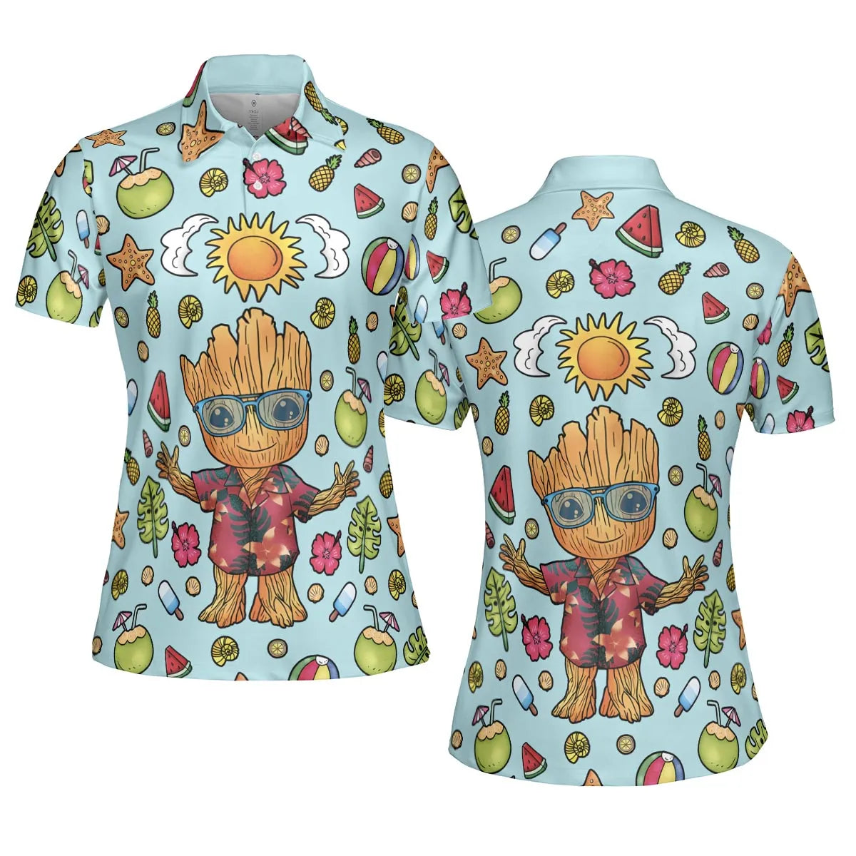 Summer Galaxy Groot AOP Men/Women Polo Shirt