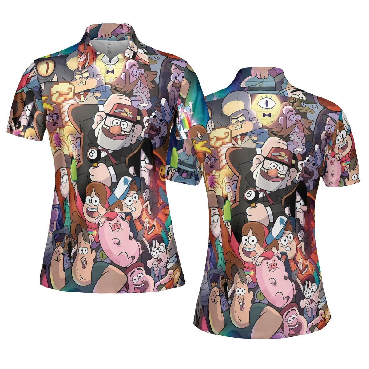 Gravity Falls Characters Pattern AOP Men/Women Polo Shirt