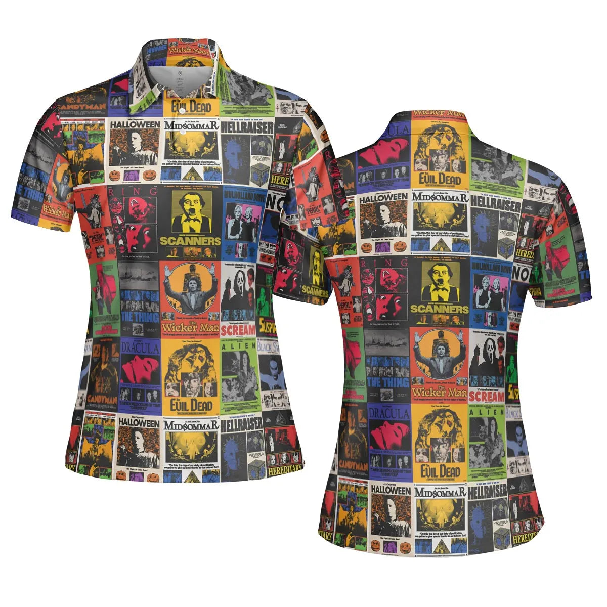 Modern Horror Movies Nope Ghostface Pinhead Pearl Leatherface Halloween AOP Men/Women Polo Shirt