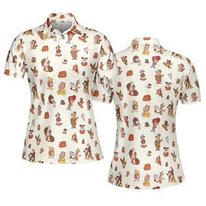 Famous Cartoon Characters in Brown AOP Men/Women Polo Shirt