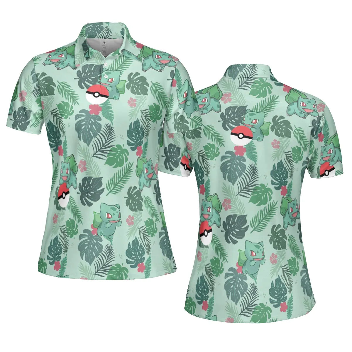 Bulbasaur Pokemon Pattern AOP Men/Women Polo Shirt
