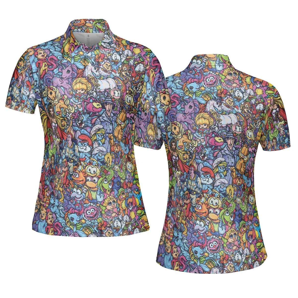 80s Throwback Cartoon Pattern AOP Men/Women Polo Shirt