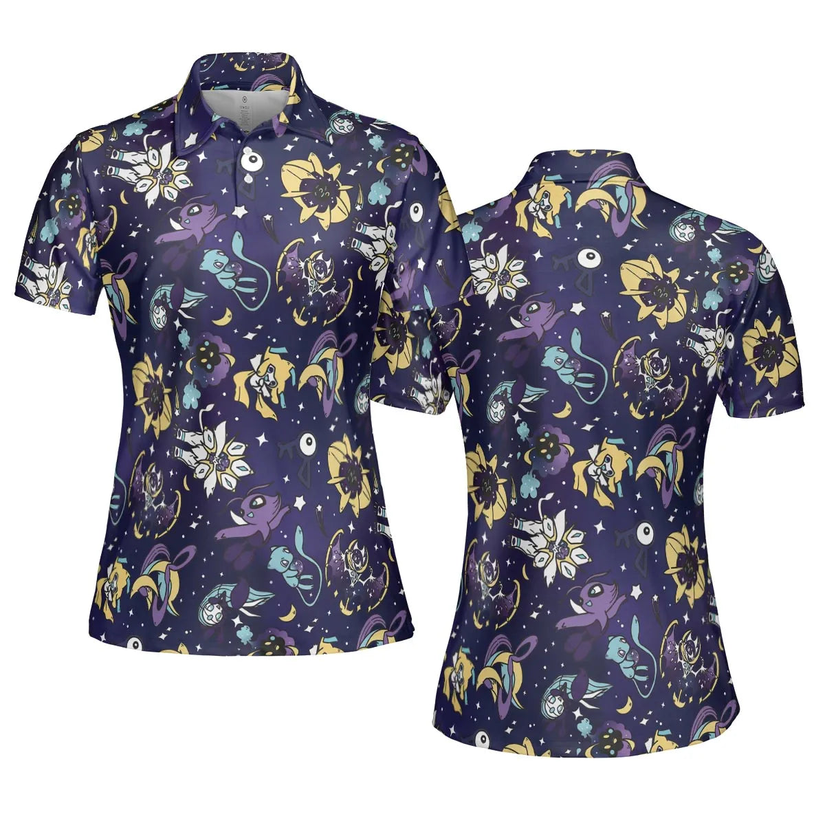 Galaxy Mew Psychic Type Pokemon AOP Men/Women Polo Shirt