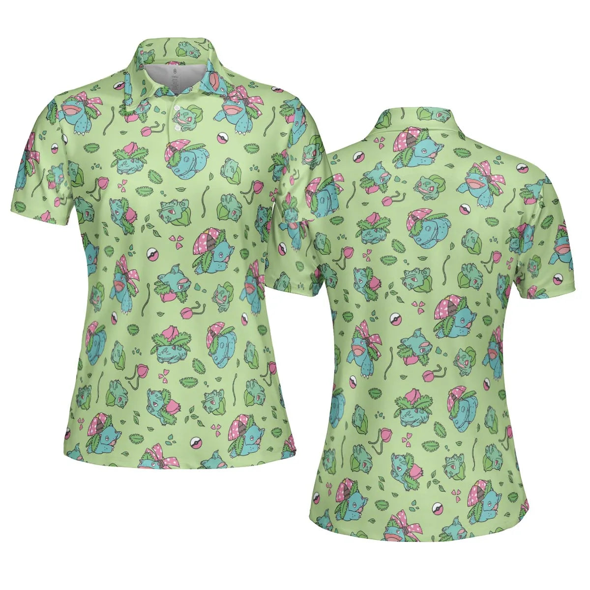 Venusaur Ivysaur and Bulbasaur Pokemon AOP Men/Women Polo Shirt