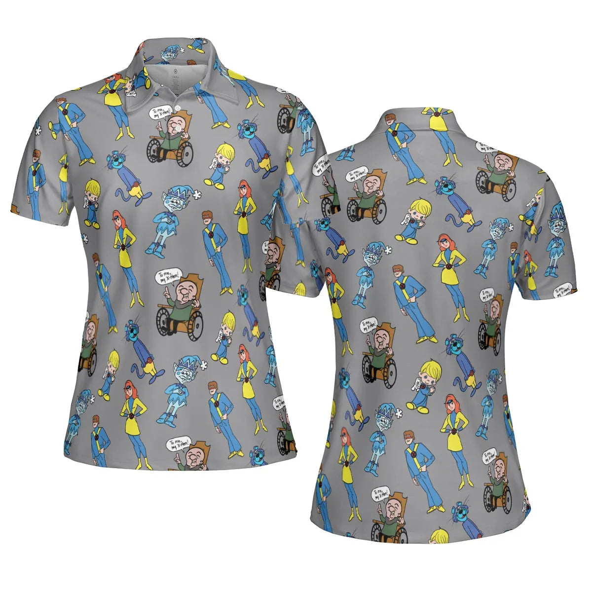 70s Saturday Morning Superhero Cartoon AOP Men/Women Polo Shirt