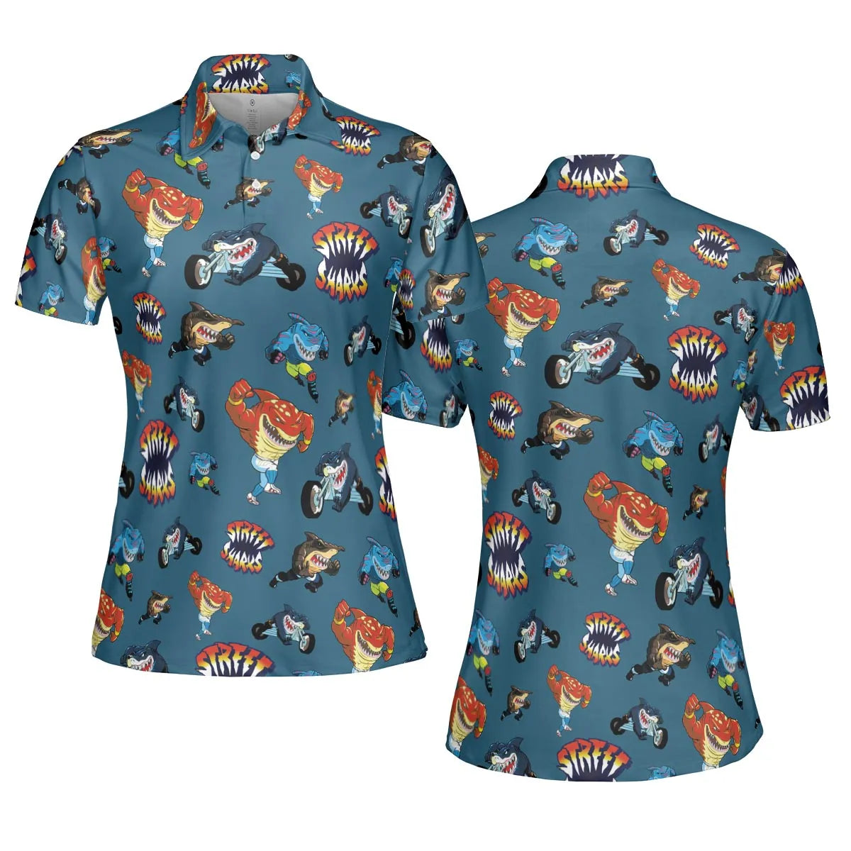 Ripster Slash Street Sharks AOP Men/Women Polo Shirt