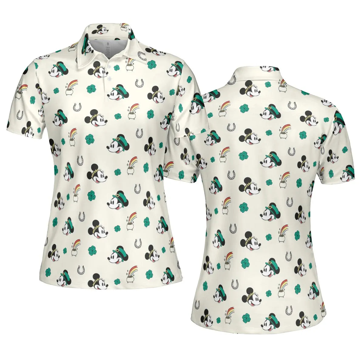 Mickey and Minnie St. Patrick's Day Pattern AOP Men/Women Polo Shirt