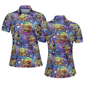 Baby Yoda In the Galaxy AOP Men/Women Polo Shirt