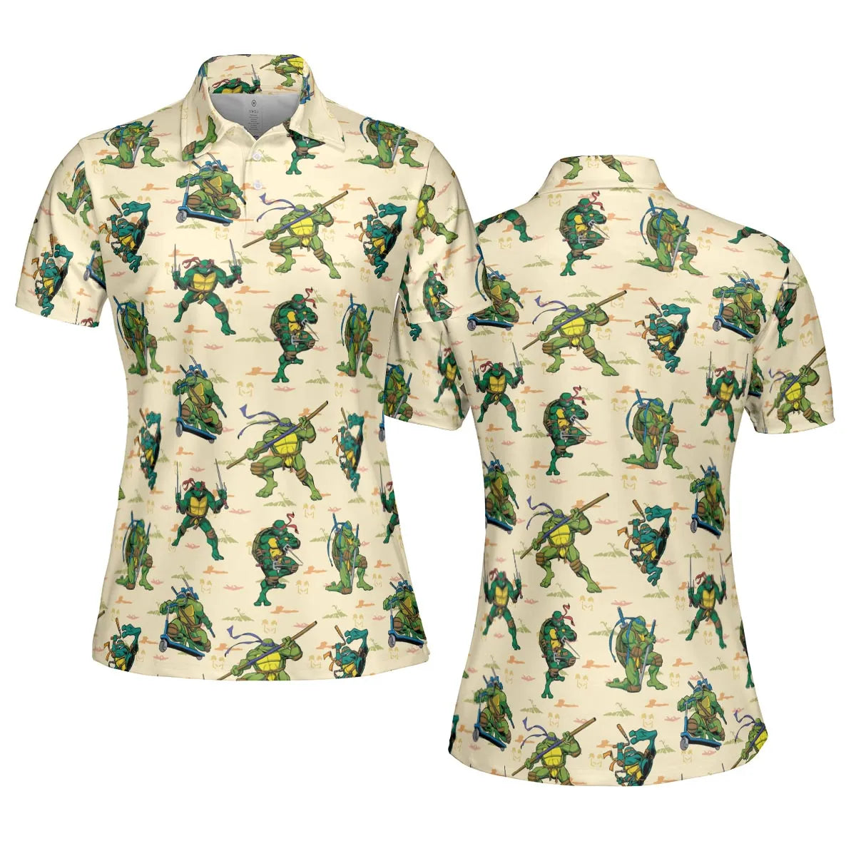 TMNT Characters Weapon Pattern AOP Men/Women Polo Shirt