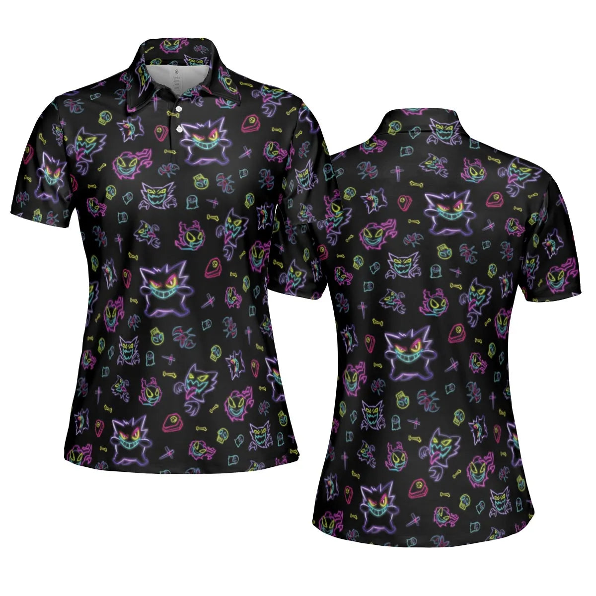 Neon Gastly Haunter Gengar Pokemon AOP Men/Women Polo Shirt