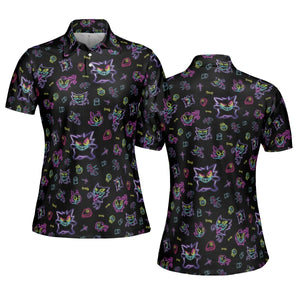 Neon Gastly Haunter Gengar Pokemon AOP Men/Women Polo Shirt