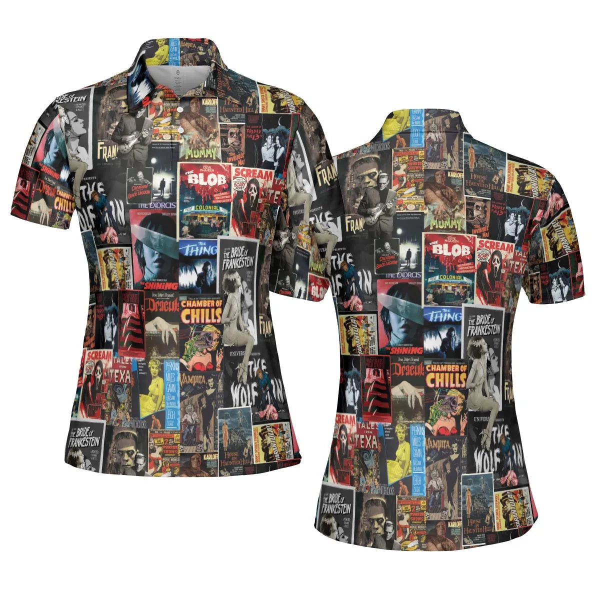 Classic Horror Movie Posters Monster Universal Scream Ghostface The Thing AOP Men/Women Polo Shirt