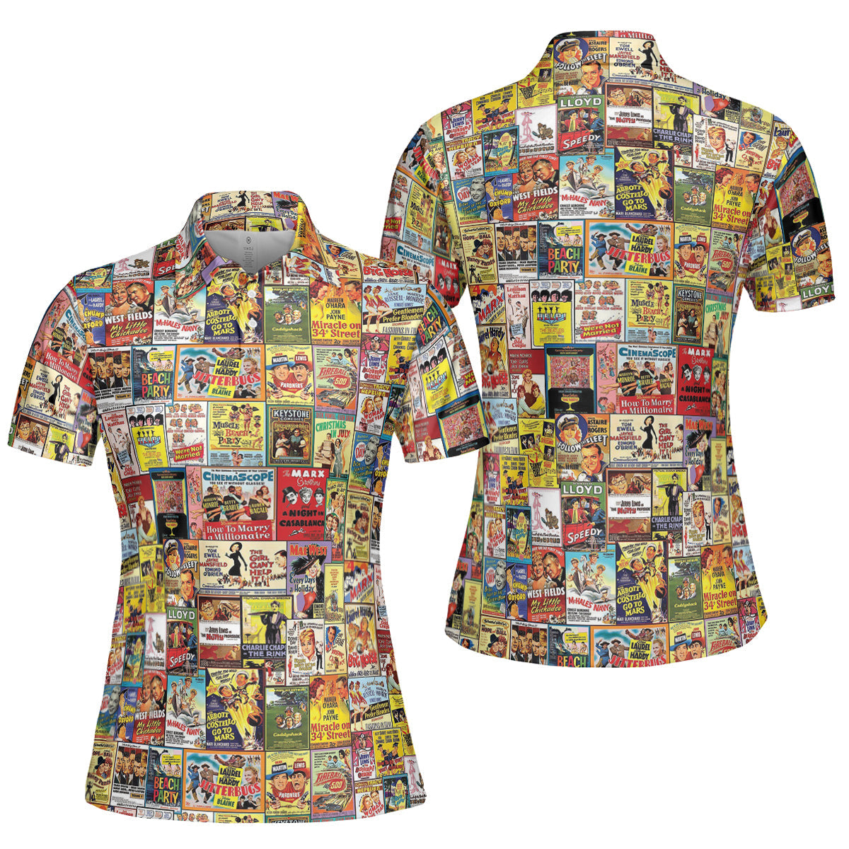 Vintage Comedy Film Posters AOP Men/Women Polo Shirt