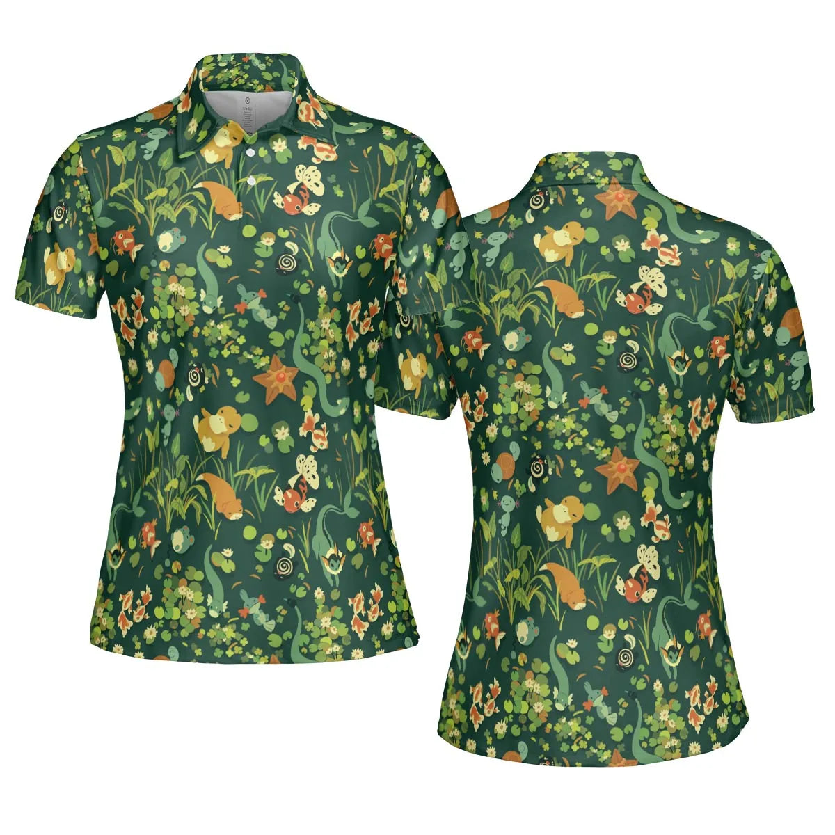 Floating In A Pond Magikarp Psyduck Vaporeon Water Pokemon AOP Men/Women Polo Shirt