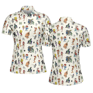 The Adventures of Rocky and Bullwinkle and Friends Characters Pattern AOP Men/Women Polo Shirt