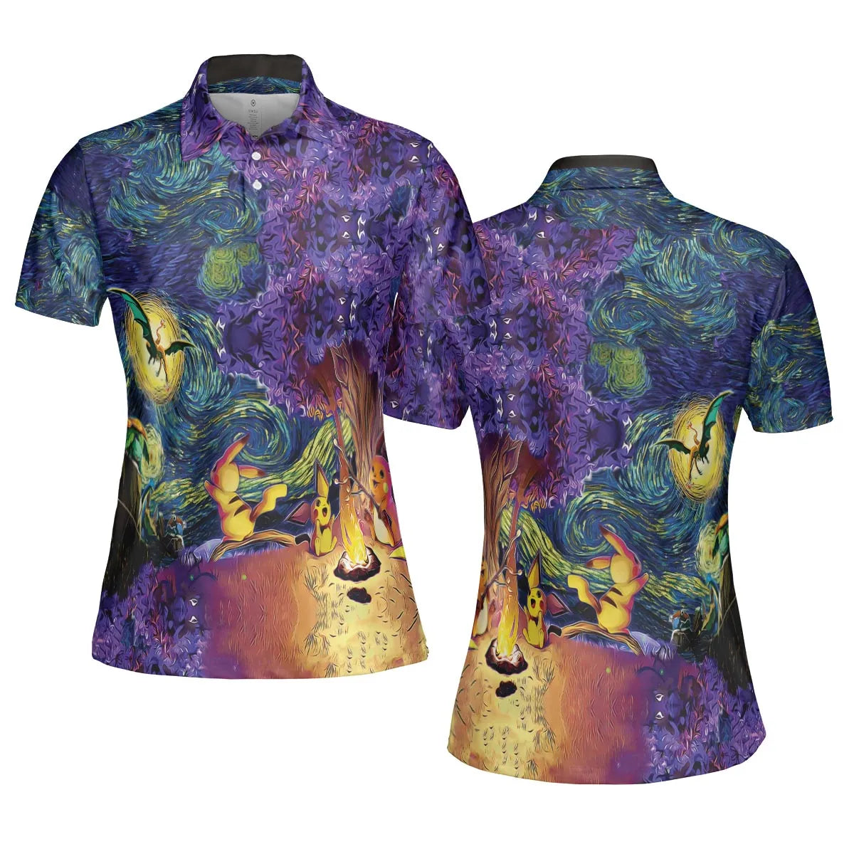 Pokemon Starry Night Campfire AOP Men/Women Polo Shirt