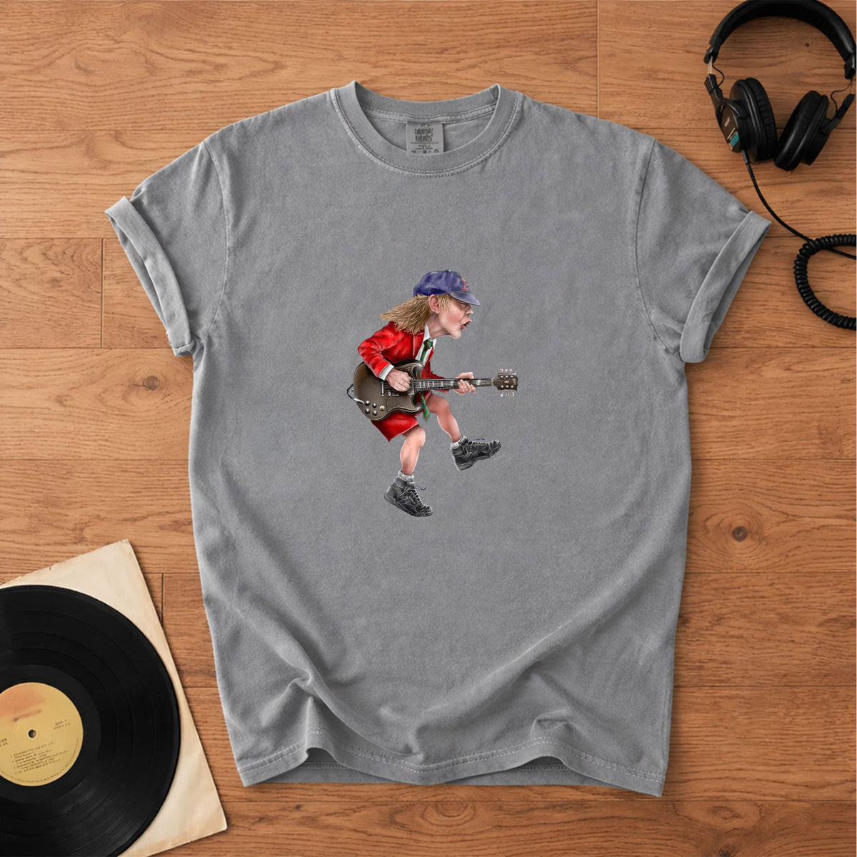 Angus Young Ripping On His Guitar Comfort Tee Classic Music Graphic Shirt