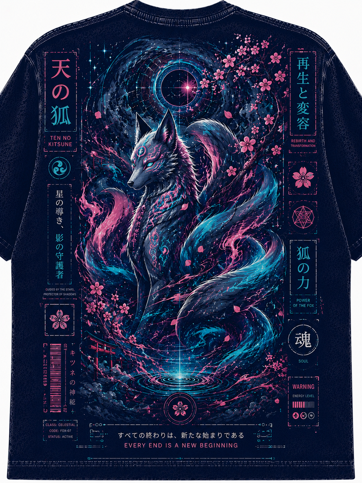 Celestial Kitsune Japanese Inspired Graphic Vintage Tee
