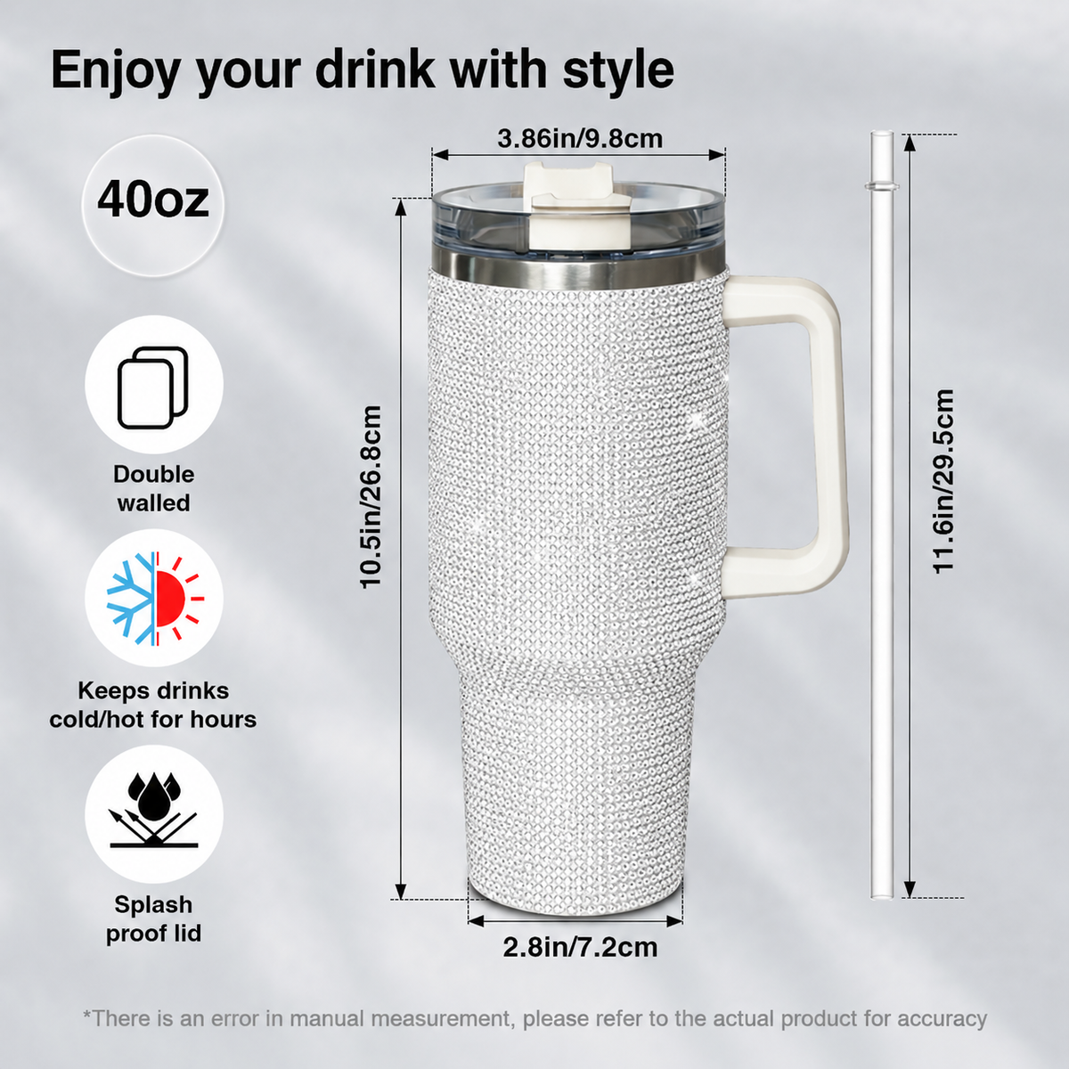 Chicago 40oz Rhinestone Insulated Tumbler with Handle Rock Band Stainless Steel Travel Mug with Straw and Lid