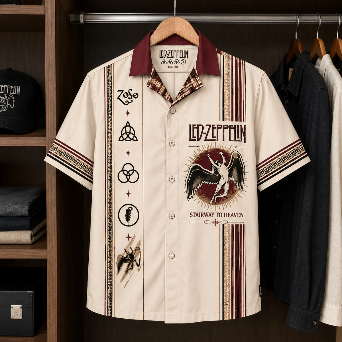 Led Zeppelin Luxury Design Hawaiian Shirt - Mexican Inpsired Swan Song Hawaiian Shirt