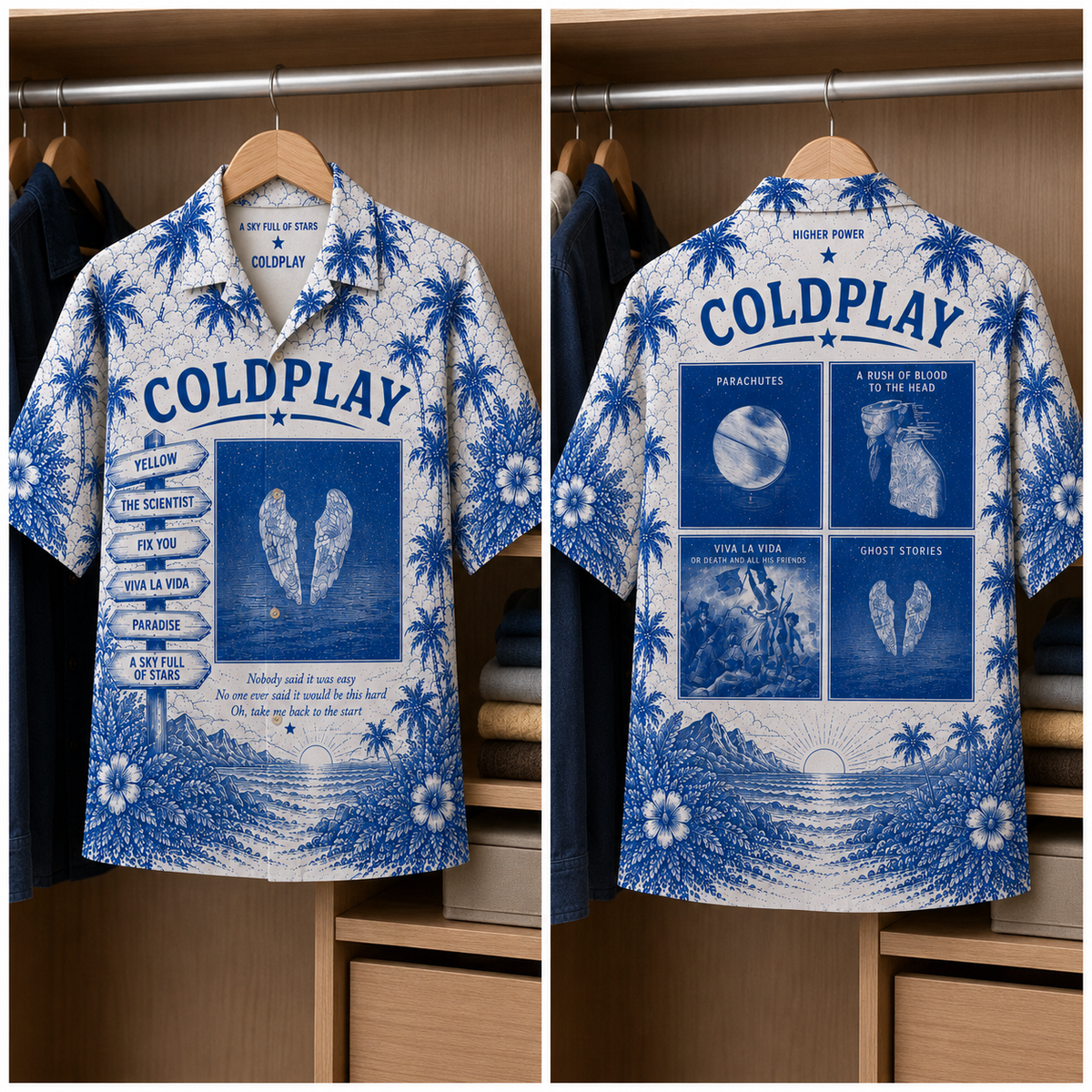 Cold Play Tropical Hawaiian Shirt - Tropical Inpsired Hawaiian Shirt Iconic Album Cover
