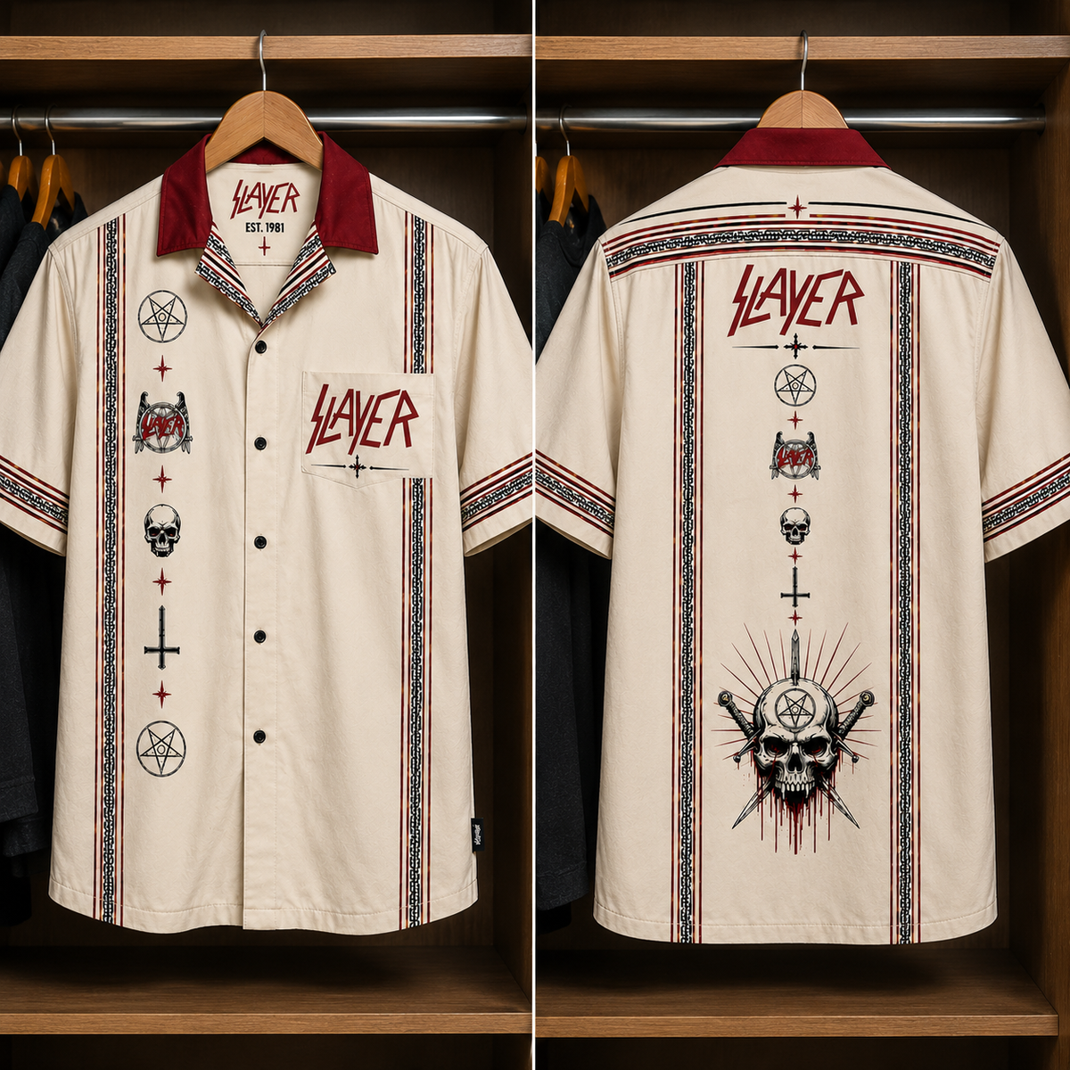 Slayer Luxury Design Hawaiian Shirt - Mexican Inpsired Hawaiian Shirt White Version