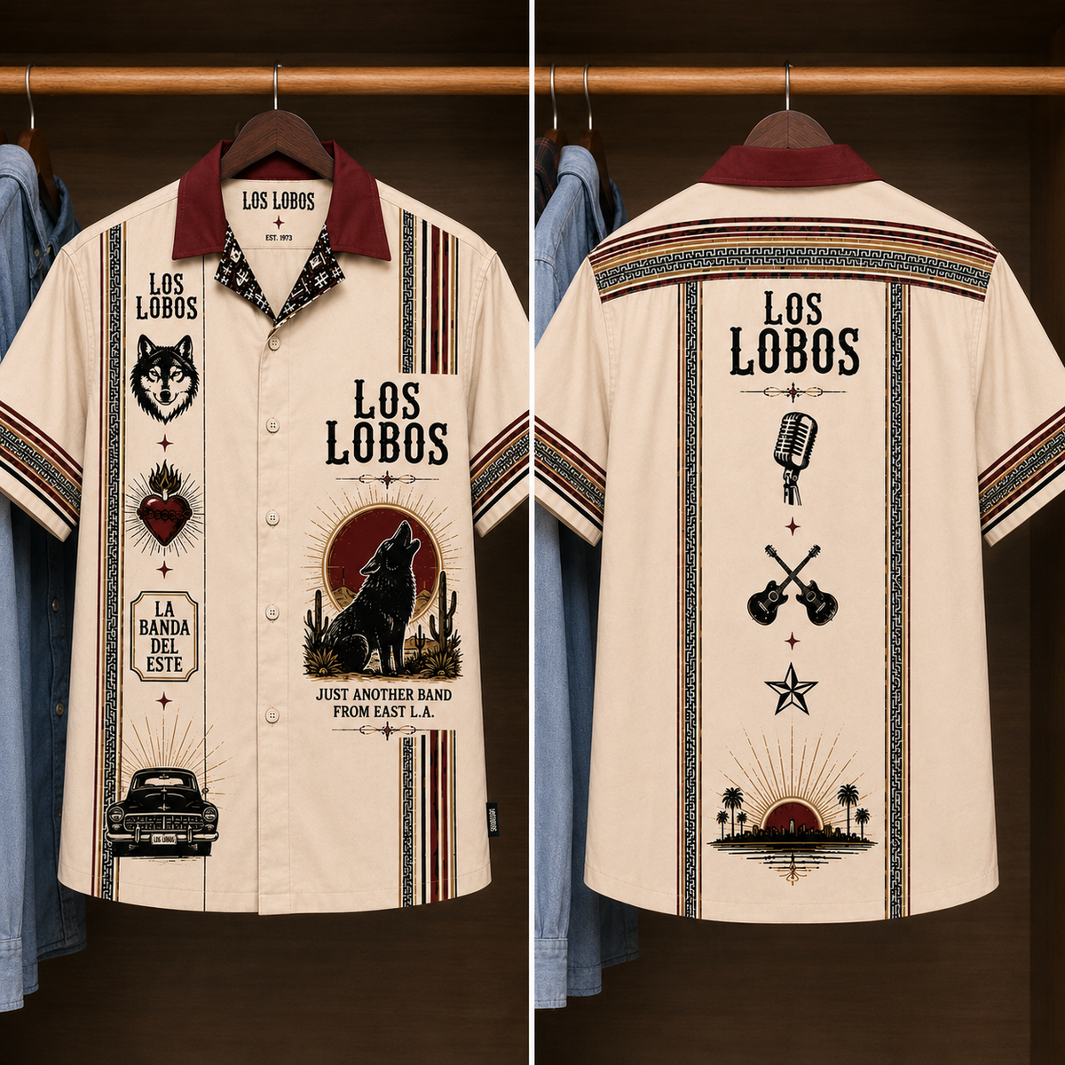 Los Lobos Luxury Design Hawaiian Shirt - Mexican Inpsired Hawaiian Shirt White Version