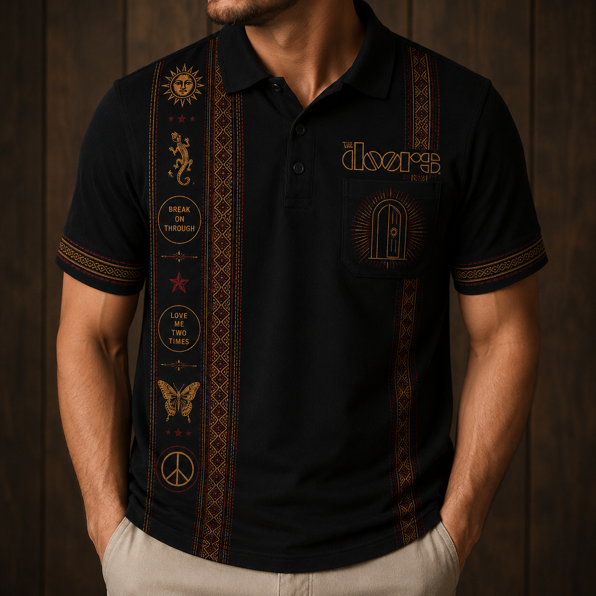 The Doors Luxury Polo - Unisex Retro Vertical Stripe